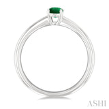 6x4 MM Oval Shape Emerald Precious Solitaire Ring in 14K White Gold