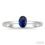 6x4 MM Oval Shape Sapphire Precious Solitaire Ring in 14K White Gold