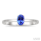 6x4 MM Oval Shape Tanzanite Precious Solitaire Ring in 14K White Gold