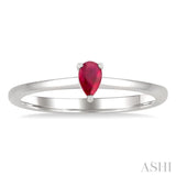 5x3 MM Pear Shape Ruby Precious Solitaire Ring in 14K White Gold