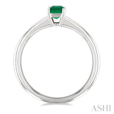 6x4 MM Octagon Shape Emerald Precious Solitaire Ring in 14K White Gold