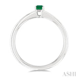 5x3 MM Octagon shape Emerald Precious Solitaire Ring in 14K White Gold