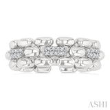 1/10 Ctw Bold Panther Link Single Cut Diamond Fashion Ring in Sterling Silver