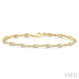 1/3 Ctw Round Cut Diamond Marquise Fashion Bracelet in 10K Yellow Gold
