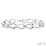 1/6 Ctw Single Cut Diamond Bold Knot Link Fashion Bracelet in Sterling Silver