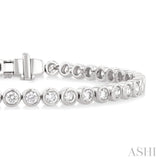 4 1/5 Ctw East-West Bezel Set Round Cut Diamond Tennis Bracelet in 14K White Gold