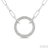 1/10 Ctw Round Cut Diamond Circle Pendant With Paperclip Chain in Sterling Silver