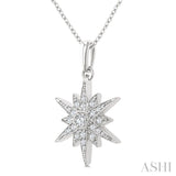 1/4 Ctw Round Cut Diamond Star Pendant With Chain in 10K White Gold