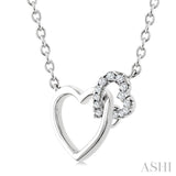 1/10 Ctw Round Cut Diamond Interlocked Heart Fashion Petite Pendant With Chain in 10K White Gold