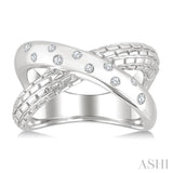 1/10 Ctw Split Criss-Cross Single Cut Diamond Fashion Ring in Sterling Silver
