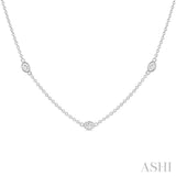 1 Ctw Bezel Set Oval Cut Diamond Station Necklace in 14K White Gold