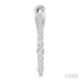 1/4 Ctw Round Cut Diamond Graduated Riviera Hoop Earrings in 14K White Gold