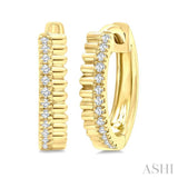 1/10 Ctw Fluted Single Cut Diamond Petite Huggie Earrings in 10K Yellow Gold