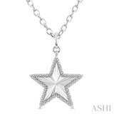 1/10 Ctw Star Fluted Medallion Round Cut Diamond Pirouette Pendant With Chain in Sterling Silver