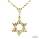1/6 Ctw Star of David Round Cut Diamond Fashion Pendant With Chain in 10K Yellow Gold