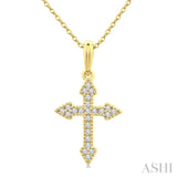 1/8 Ctw Single Cut Diamond Cross Petite Pendant With Chain in 10K Yellow Gold