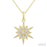 1/4 Ctw Round Cut Diamond Star Pendant With Chain in 10K Yellow Gold