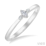 1/10 Ctw Three Stone Marquise and Round Cut Diamond Petite Fashion Ring in 10K White Gold