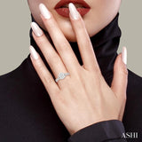 5/8 Ctw Oval Shape Center Split Criss-Cross Shank Lovebright Round Cut Diamond Engagement Ring in 14K White Gold