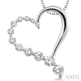 1/2 Ctw Round Cut Diamond Heart Half Journey Pendant in 14K White Gold with Chain