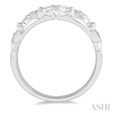 1/20 Ctw Diamond Shape Mount Round Cut Diamond Wedding Band in 14K White Gold