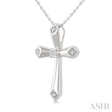 1/20 Ctw Single Cut Diamond Fashion Cross Pendant With Chain in Sterling Silver