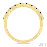 1.35 MM Round Shape Sapphire and 1/10 Ctw Round Cut Diamond Petite Precious Stack Band in 10K Yellow Gold