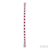 1.6 MM Ruby and Alternating 1 1/2 Ctw Round Cut Inside-Out Diamond Precious Hoop Earrings in 14K White Gold