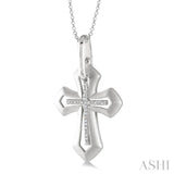 1/20 Ctw Single Cut Diamond Cross Pendant with Chain in Sterling Silver