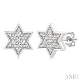 1/6 Ctw Petite Star of David Round Cut Diamond Fashion Stud Earring in 10K White Gold