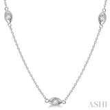 1/2 Ctw Marquise Motif Round Cut Diamond Station Necklace in 14K White Gold