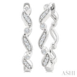 1/8 Ctw Wavy Pattern Single Cut Diamond Fashion Hoop Earrings in 10K White Gold