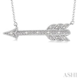 1/20 Ctw Round Cut Diamond Arrow Pendant in Sterling Silver with Chain