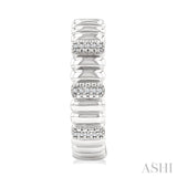 1/10 Ctw Wide Ribbed Plain Polished and Round Cut Diamond Pirouette Bold Fashion Hoop Earrings in Sterling Silver