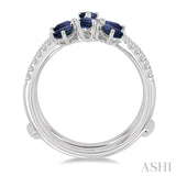 4x3 MM Pear Cut Sapphire and 3/8 ctw Round Cut Diamond Insert Precious Ring in 14K White Gold
