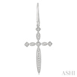 1/8 Ctw Marquise & Diamond Mount Cross Charm Round Cut Diamond Earring in 10K White Gold