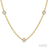 1 Ctw Round Cut Diamond Station Necklace in 14K Yellow Gold