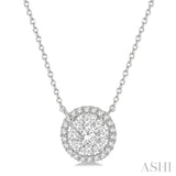 3/4 Ctw Circular Round Cut Diamond Lovebright Pendant With Chain in 14K White Gold