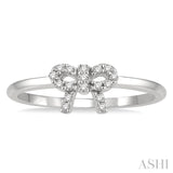 1/10 Ctw Bow Cutout Single Cut Diamond Petite Fashion Ring in 10K White Gold