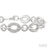 1/10 Ctw Single Cut Diamond Bold Oval Shape Rope Link Bracelet in Sterling Silver