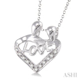 1/20 Ctw Single Cut Diamond Child & Mom Pendant in Sterling Silver with Chain