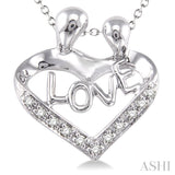 1/20 Ctw Single Cut Diamond Child & Mom Pendant in Sterling Silver with Chain