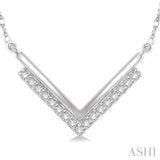 1/5 Ctw 'V' Shape Diamond Necklace in 14K White Gold with Chain