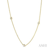 1/2 Ctw Round Cut Diamond Station Necklace in 14K Yellow Gold