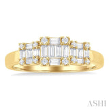 1/2 Ctw Past, Present & Future Baguette and Round Cut Diamond Fusion Fashion Ring in 14K Yellow Gold