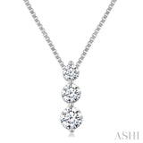 1/3 Ctw Round Cut Diamond Three-Stone Snowman Pendant With Chain in 14K White Gold