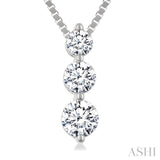 1/3 Ctw Round Cut Diamond Three-Stone Snowman Pendant With Chain in 14K White Gold