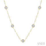1 Ctw Lovebright Round Cut Diamond Paperclip Station Necklace in 14K Yellow and White Gold