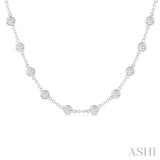 5 Ctw Bezel Set Round Cut Diamond Station Necklace in 14K White Gold