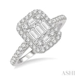 1/2 Ctw Baguette & Round Cut Fusion Diamond Ring in 14K White Gold